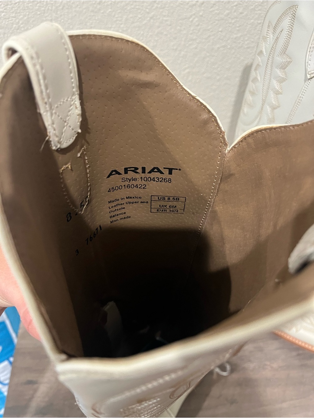 ARIAT CASANOVA BLANCO WHITE SNIP TOE TALL COWBOY BOOTS - Picture 6 of 7